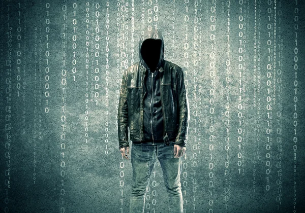 Wütender mysteriöser Hacker mit Zahlen — Stockfoto