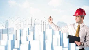 İşadamı çizim gökdelenler