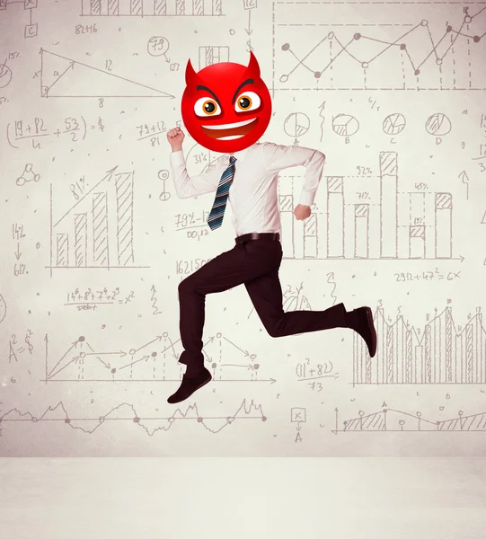 Empresário usa diabo rosto sorridente — Fotografia de Stock