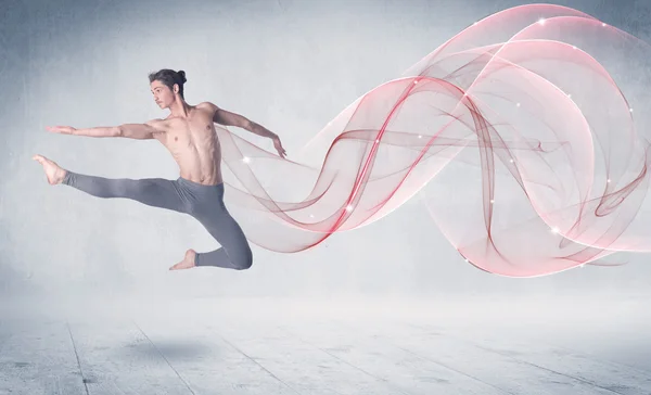 Dancing ballet performance artist with abstract swirl — Stock Photo, Image