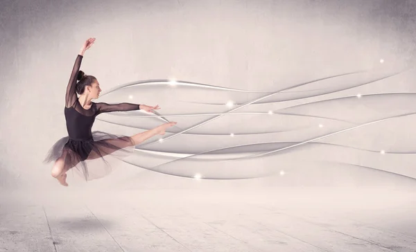Ballerino che esegue danza moderna con linee astratte — Foto Stock