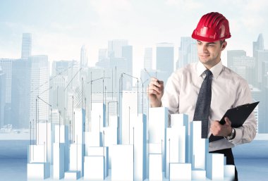 İşadamı çizim gökdelenler