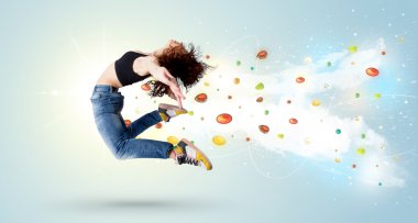 güzel kadın renkli taşlar ve kristaller ile b atlama