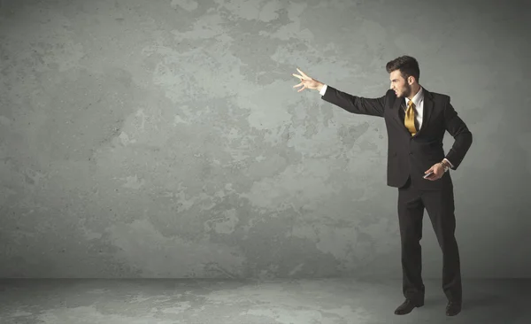 Business person throwing with empty copyspace — Stock Photo, Image