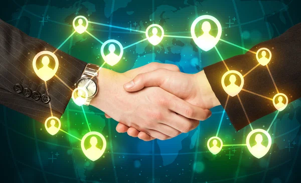 Handshake, social netwok concept — Stock Photo, Image