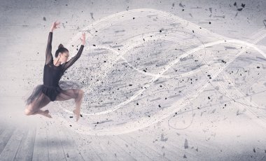 Performans balet enerji patlama parçacık ile atlama