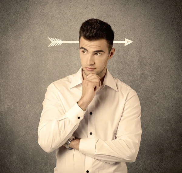 Young sales guy with arrow in the head — Stock Photo, Image