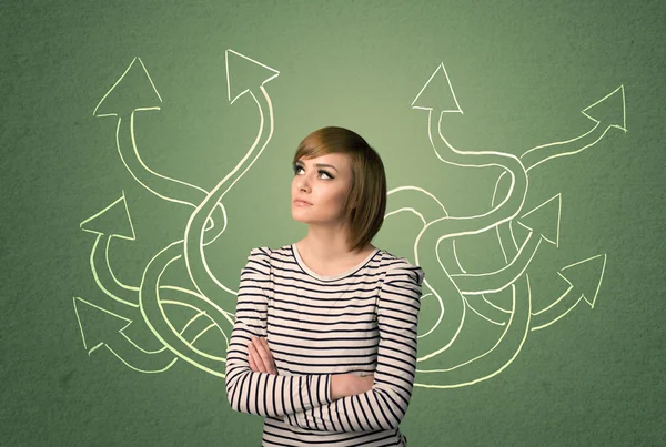 Beautiful girl thinking a solution — Stock Photo, Image