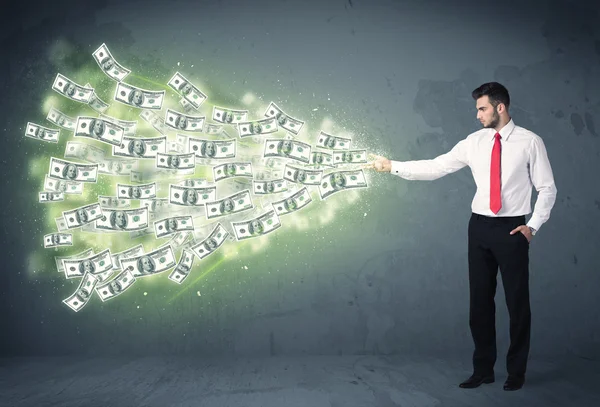 Business person throwing a lot of dollar bills concept — Stock Photo, Image