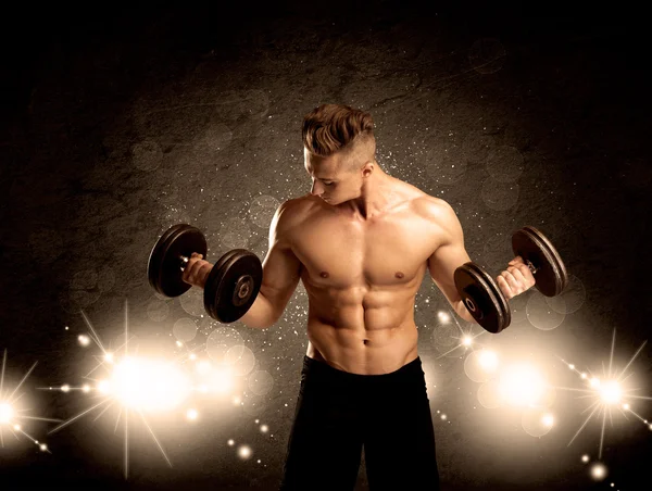 Strong sexy male working out — Stock Photo, Image