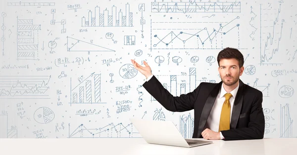 Businessman with diagram background — Stock Photo, Image