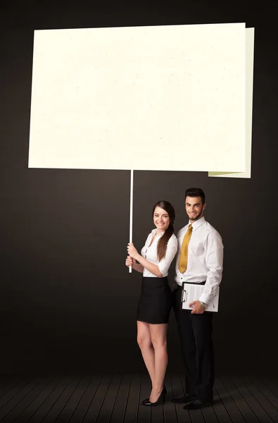 Business couple with post-it paper — Stock Photo, Image