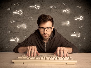 Hacker inek adam ile çizilmiş parola anahtar taşı