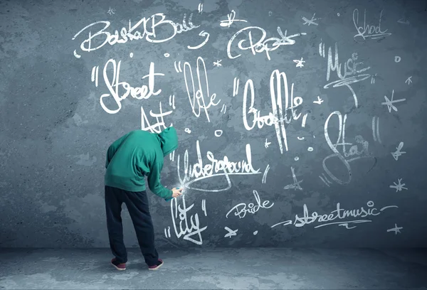 Young urban painter drawing — Stock Photo, Image