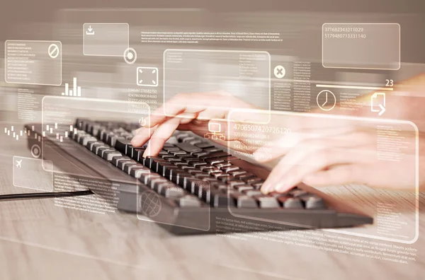 Ручна сенсорна клавіатура з високотехнологічними кнопками — стокове фото