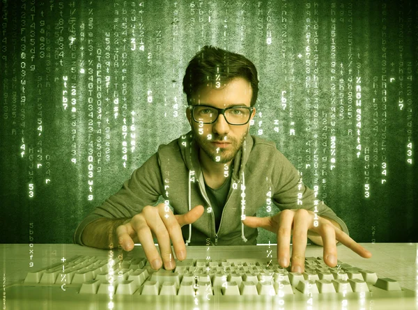 Hacking online no conceito de progresso — Fotografia de Stock