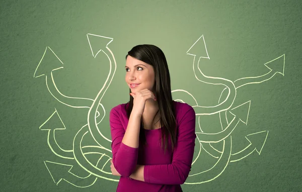 Beautiful girl thinking a solution — Stock Photo, Image