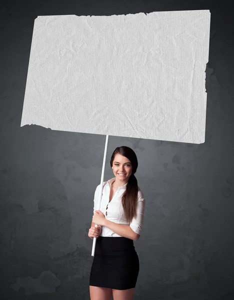 Businesswoman with blank booklet paper — Stock Photo, Image