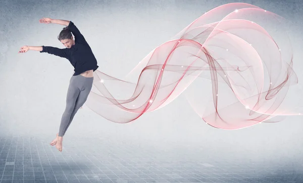 Dançando artista performance de balé com redemoinho abstrato — Fotografia de Stock
