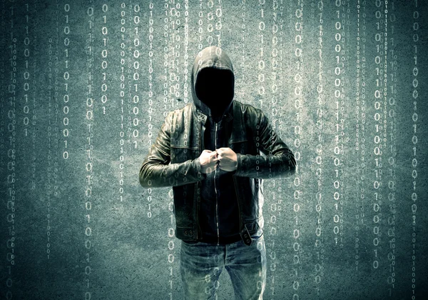 Arga mystiska hacker med siffror — Stockfoto