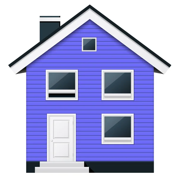 Blaues, zweistöckiges Vorort-Stadthaus aus Holz im skandinavischen Stil — Stockvektor