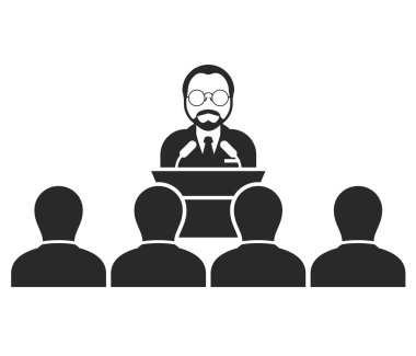 Hoparlör ya da politikacı Kürsü - insanlar üzerinde seminer