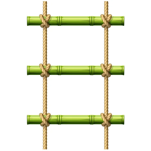 Bambu ip merdiven - knot ile bağlı crossbeams — Stok Vektör