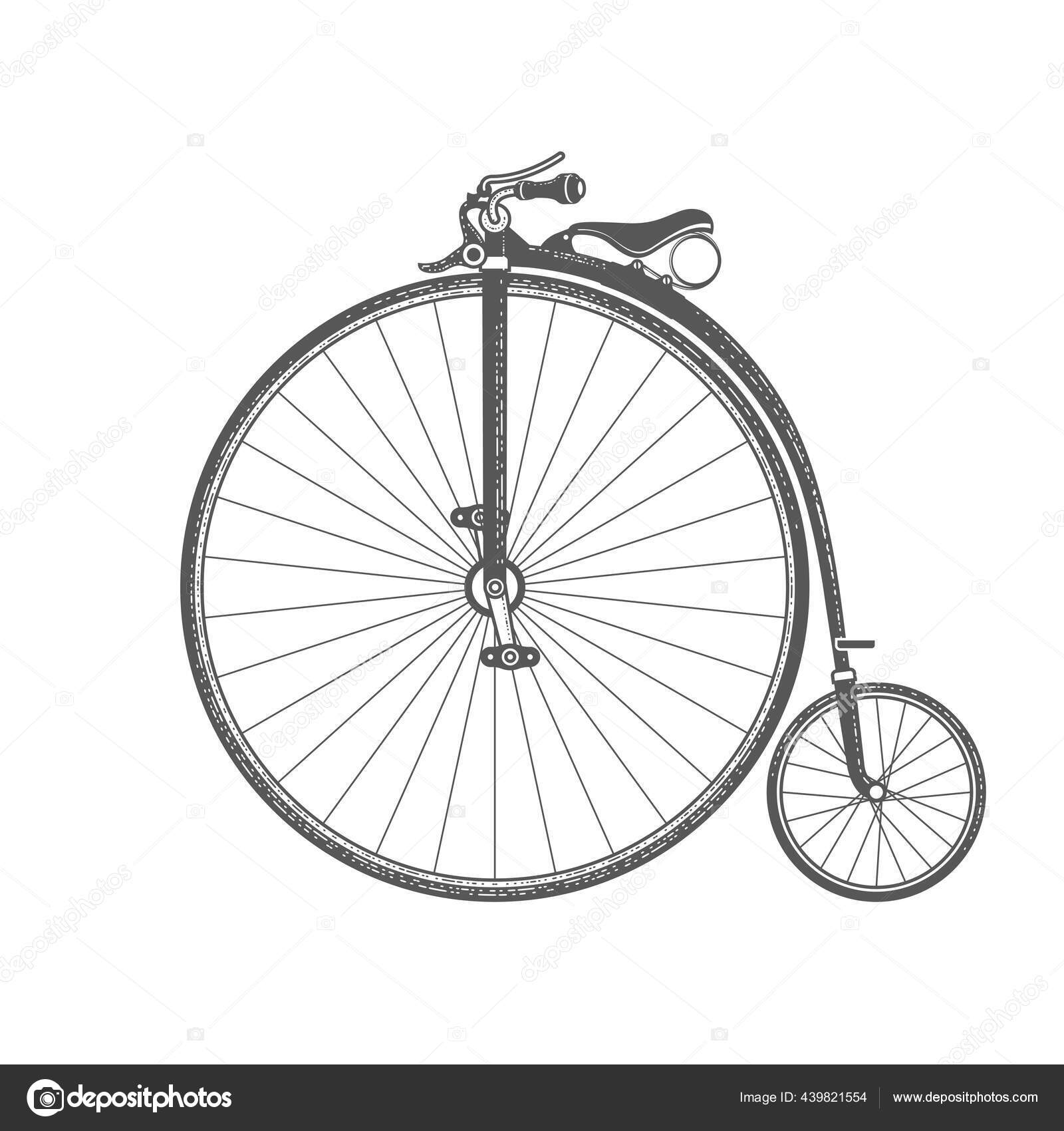 Penny Farthing Retro Bicycle Large Front Wheel Vintage Bike 1870S Stock