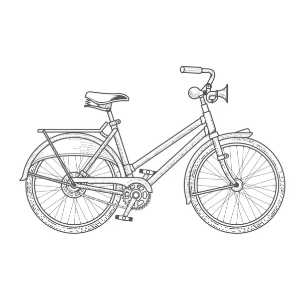 Ciudad Bicicleta Estilo Gráfico Bicicleta Casual Con Mano Bocina Vector — Vector de stock