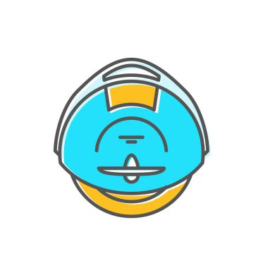 Elektronik solo tekerlek, satır biçiminde tek tekerlek simgesi, denge tekerleği kenar görünümü, vektör