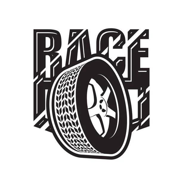 Racing Emblem Tire Car Wheel Rim Tyre Icon Race Label — Stok Vektör