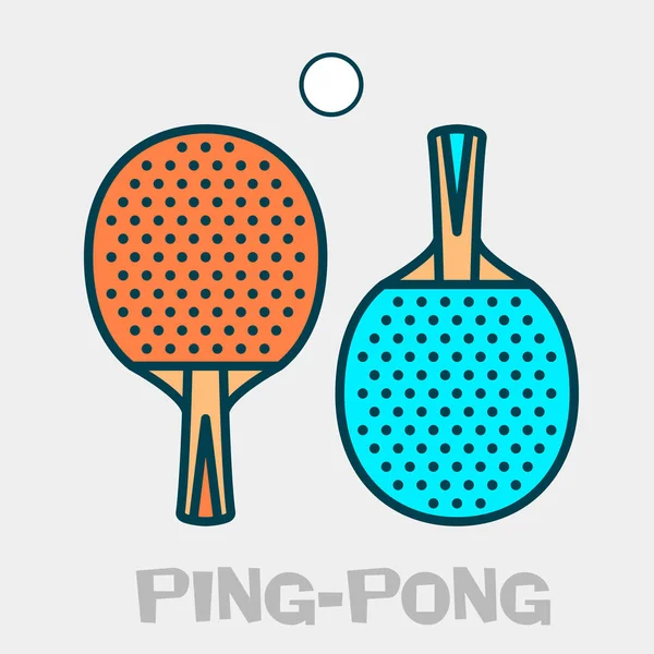 Ping Pong Affiche Icône Pagaie Raquettes Tennis Table Balle Vecteur — Image vectorielle