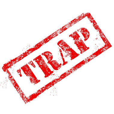 Grunge damga kelime Trap - deadfall sembolü ile