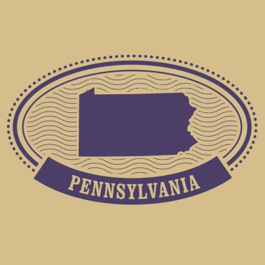 Pennsylvania harita siluet - oval pul