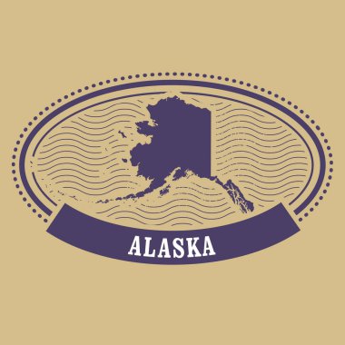 Alaska harita siluet - oval pul