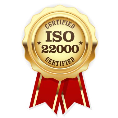 ISO 22000 standart sertifikalı rozet - gıda güvenliği yönetimi