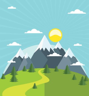 Zirveleri karla kaplı dağlarla yaz