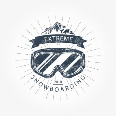 Kar gözlükleri ve dağlar - ski resort amblemi