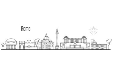 Roma ve Vatikan manzarası - liner Stil simge yapılar ile cityscape