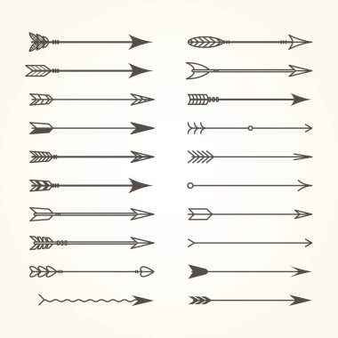 Yay okları - etnik okçuluk okları farklı tasarımlar kümesi