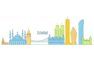Istanbul cityscape - simge ve hat sanatı İstanbul manzaraları