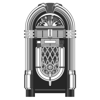 Jukebox - automated retro music-playing device clipart