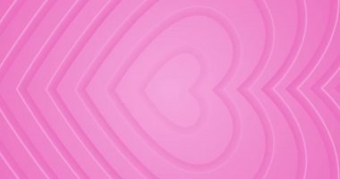Açık pembe kalpler merkezden hareket ediyor. 4k kusursuz döngülü animasyon arkaplan. Sevgililer günün kutlu olsun. Romantik minimum 3D tünel. Olay için animasyon, aşk hikayeleri, metin kutusu, boş hediye çerçevesi