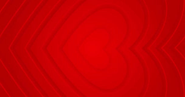 Los Corazones Rojos Calientes Mueven Desde Centro Fondo Animado Bucle — Vídeos de Stock