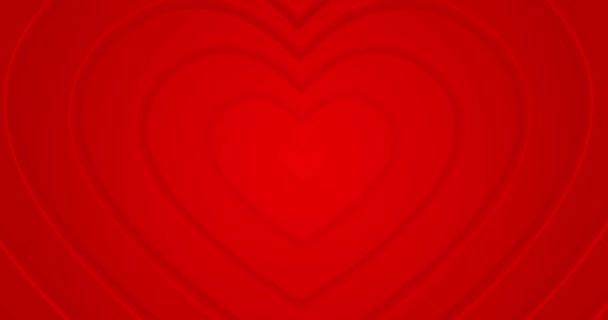 Sıcak Kırmızı Kalpler Merkezden Hareket Eder Kusursuz Döngülü Animasyon Arkaplan — Stok video