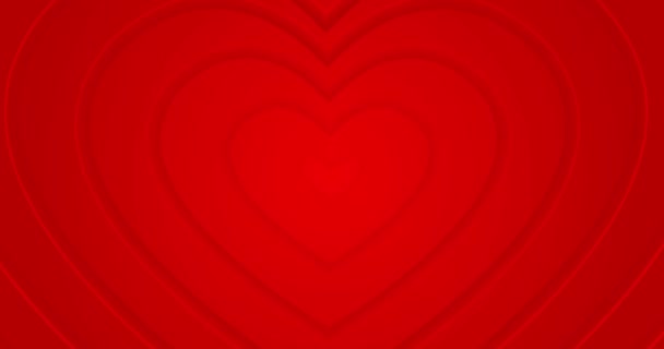 Hot Red Hearts Move Center Seamless Looped Animated Background Happy — Stock Video