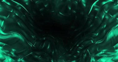 4k modayı takip eden yeşil mavi, pürüzsüz, kıvrımlı animasyon arka plan. Soyut koyu zümrüt turkuaz dalgalı pankart. Siyah dijital yaratıcı dinamik fon. Altın logo metni için lüks girdap premium BG