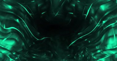 4k modayı takip eden yeşil mavi, pürüzsüz, kıvrımlı animasyon arka plan. Soyut koyu zümrüt turkuaz dalgalı pankart. Siyah dijital yaratıcı dinamik fon. Altın logo metni için lüks girdap premium BG