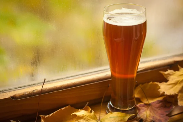 Autunno bicchiere di birra — Foto Stock