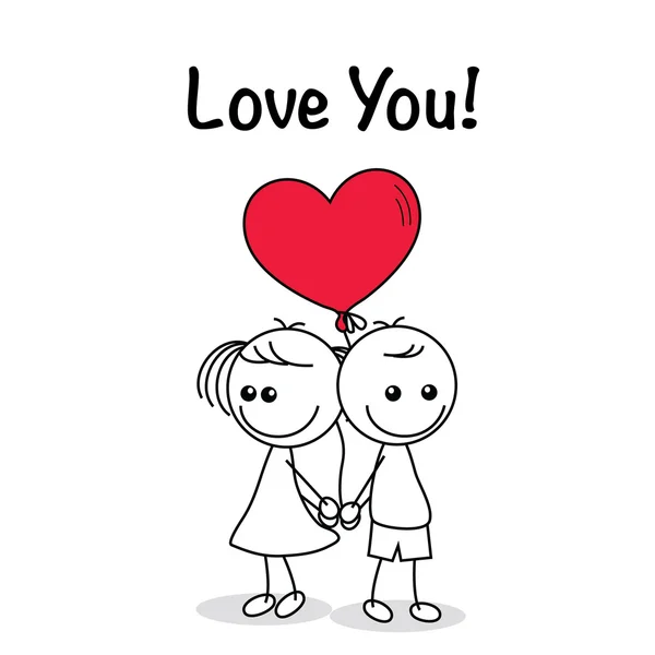 Collection set of cute couple doodle with hearts — Stock Vector